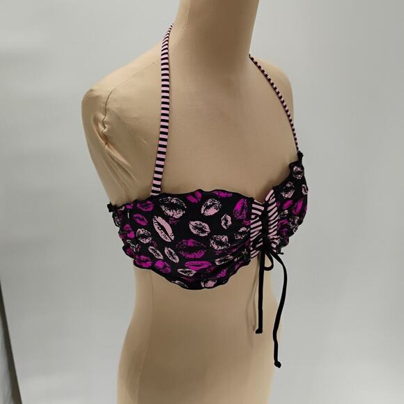 BETSEY JOHNSON Sexy POP Art BY THE POOL Retro Faces BIKINI Swimsuit L - Picture 7 of 14